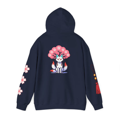 Sacred Fox Collection Hoodie with Cherry Blossoms Unisex Sweatshirt