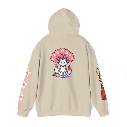 Sacred Fox Collection Hoodie with Cherry Blossoms Unisex Sweatshirt