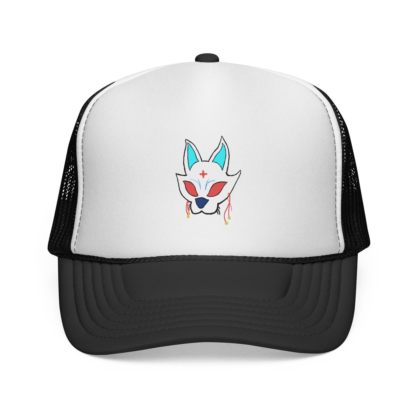 Fox Cap — Mystical Kitsune Mask Embroidered Mesh Hat