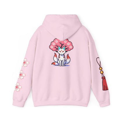 Sacred Fox Collection Hoodie with Cherry Blossoms Unisex Sweatshirt