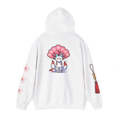Sacred Fox Collection Hoodie with Cherry Blossoms Unisex Sweatshirt