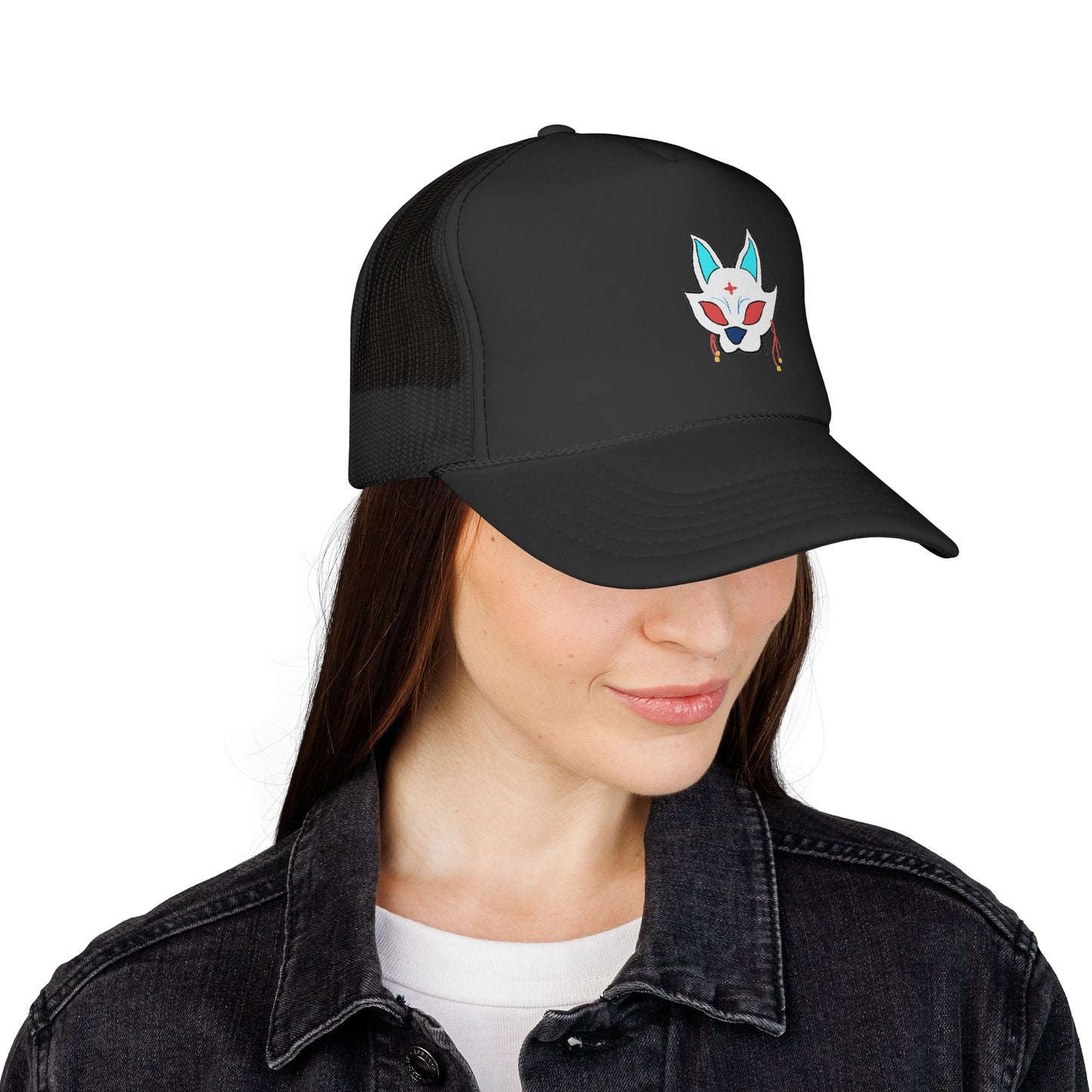 Fox Cap — Mystical Kitsune Mask Embroidered Mesh Hat